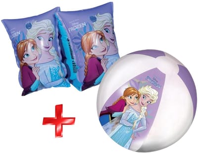 Frozen opblaasbare zwemmouwtjes set inclusief strandbal - Anna & Elsa zwembandjes - Voor bij het zwembad!