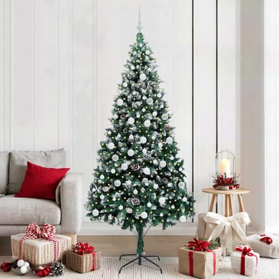 vidaXL Kunstkerstboom Groen 210 cm PVC en Staal en Kunststof