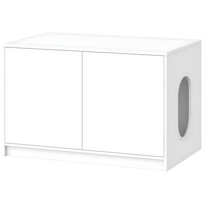 Kattenbak Kast – Voor Binnenkatten – Verborgen Kattenbak Meubel met Push-to-Open Deuren en Ventilatiegaten – Minimalistisch Wit