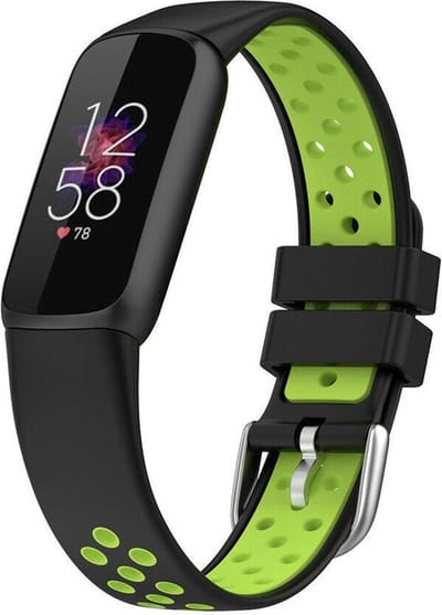 Siliconen Smartwatch bandje - Geschikt voor Fitbit Luxe sport band - zwart/groen - Strap-it Horlogeband / Polsband / Armband