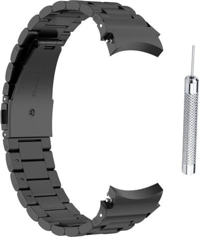 Stalen bandje - RVS - geschikt voor Samsung Galaxy Watch 7 / Watch FE / Watch 6 / Watch 6 Classic / Watch 5 / Watch 5 Pro / Watch 4 / Watch 4 Classic - zwart
