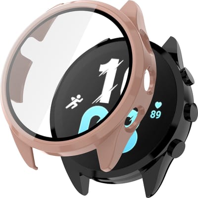 Stravo Screen protector case voor Garmin Forerunner 165 - Full Cover Hard Case / Beschermend Hoesje - Roze - Garmin Smartwatch screenprotectors