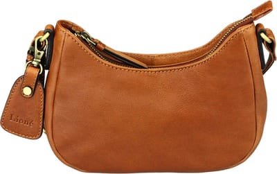 Leren Schoudertas Dames – Cognac – Julie – Moonbag Stijl – Echt Rundleer – Compact & Elegant – Just Lioné