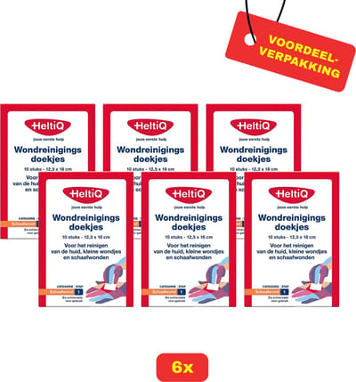 6X HeltiQ Wondreiniging Doekjes - 6x 10 stuks - Voordeelverpakking!