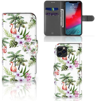 Apple iPhone 11 Pro Telefoonhoesje met Pasjes Flamingo Palms