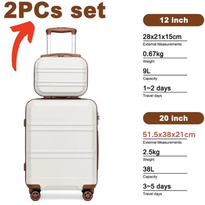 House Of Atelier - Handbagage kofferset - Ruimbagage - Reiskoffer Set - Bagageset - Trolley - 2 Delig - 38L en 9L - Ivoor