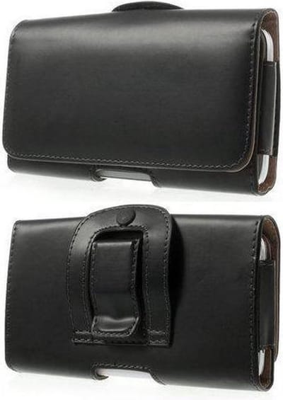 Telestore - Leren flip tasje hoesje + clip broekclip - riem hoesje - broek clip - Hoesje voor op het werk - Telefoonhoesje geschikt voor Samsung Galaxy S22+ plus
