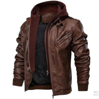 Retro schuine rits motorjack PU leer heren herfst winter jas XXXL brown