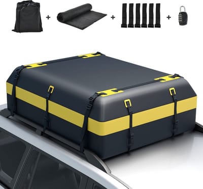 Trendmix Daktas Auto 595 Liter – Waterdichte Opvouwbare Daktas – Met & Zonder Dakdrager – Zwart/Geel