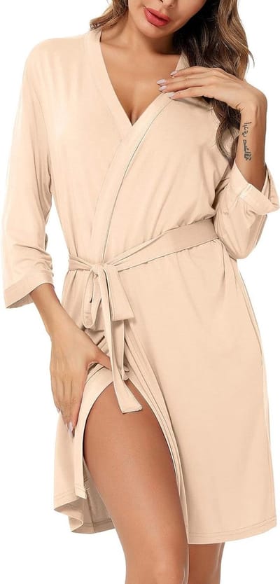 Dames Badjas - Nachtkleding Kimono - Ontspannen Thuis - Lichtgewicht Materiaal - Kort Model - Zwart