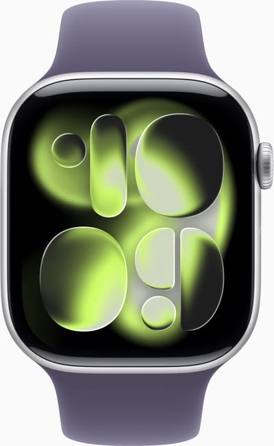 Apple Watch 11 - Wifi + 5G - 42mm - Silver Aluminium Case with Purple Fog Sport Band - S/M