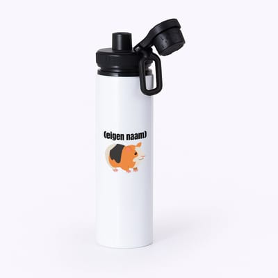 Hacebo® - cavia met eigen naam waterfles met draaidop zwart - Cavia - iemand die cavia's heeft - cavia liefhebber - dieren - verjaardag - cadeau - kado - water fles - 850ML