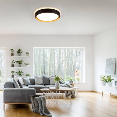 Emilia Plafondlamp LED 40cm zwart 3000k-1400lumen - Modern - Leuchten Direkt