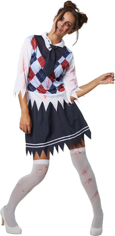dressforfun - Griezelig schoolmeisje L - verkleedkleding kostuum halloween verkleden feestkleding carnavalskleding carnaval feestkledij partykleding - 302227