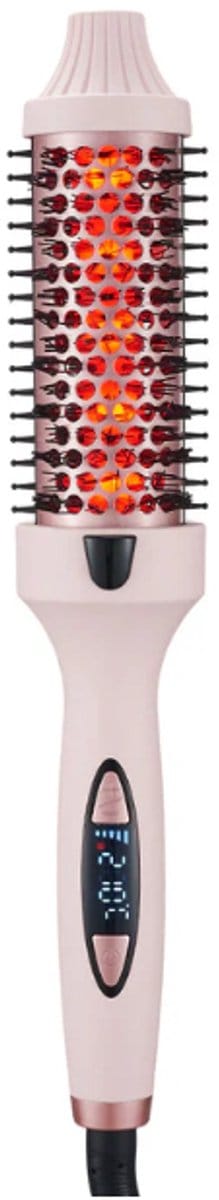 KZQ Professionele Thermoborstel, Krultang en Stijltang met Negatieve Ionentechnologie, Ceramisch Toermalijn, Temperatuurstanden met LCD, Anti-Frizz, Anti-klit, Lichtgewicht, Anti-verbranding, voor Thuis en Reizen – Roze