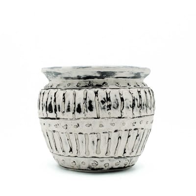 Griekse klei plantenpot - crème 12 cm