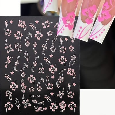 1 Vel Zelfklevende Bronzing Bloemige Nagellak Stickers Decals voor Vrouwen Nagellak Benodigdheden Nagellak Stickers voor Nagellak Decor champagne