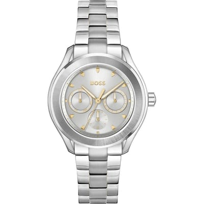 BOSS HB1502747 LIDA Dames Horloge - Mineraalglas - Staal - Zilverkleurig - 38 mm breed - Quartz - Vouw/Vlindersluiting - 3 ATM (spatwater)