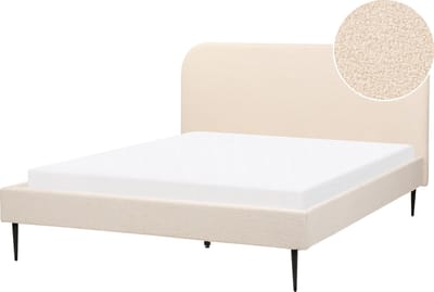FLAYAT - Tweepersoonsbed - Lichtbeige - 160 x 200 cm - Bouclé