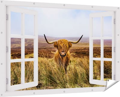 Gards Tuinposter Doorkijk Groen Bos met Zonlicht - 180x120 cm - Tuindoek - Tuindecoratie - Wanddecoratie buiten - Tuinschilderij