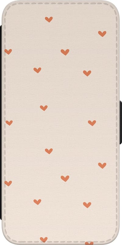 Leuke Telefoonhoesjes - Hoesje geschikt voor Samsung Galaxy A34 bookcase leer - Cute hearts - Cute hearts - Wallet Case met pasjeshouder - Print / Illustratie - Beige
