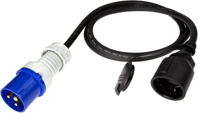 CEE-adapterkabel 1,5 meter - CEE naar Schuko koppeling voor camping en buiten gebruik
