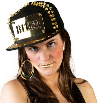 Funny Fashion - Baseball Pet - "BITCH" - Zwart/Goud - One Size