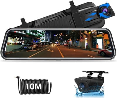 Dashcam - Dashcam voor Auto - Autospiegel - met Achteruitrijcamera - 24cm - 10m Kabel - Touchscreen - Full HD - 1080 p - voor Auto's - 170° Groothoek - Parkeermodus - Loop-Opnamemodus - Supernachtzicht - G-sensor - Zwart