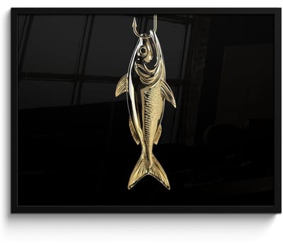 Poster in lijst - Fotolijst 70x50 cm - Posters - Goud - Vis - Haak - Zwart - Posterlijst zwart - Decoratie - Wanddecoratie woonkamer - Muurdecoratie slaapkamer