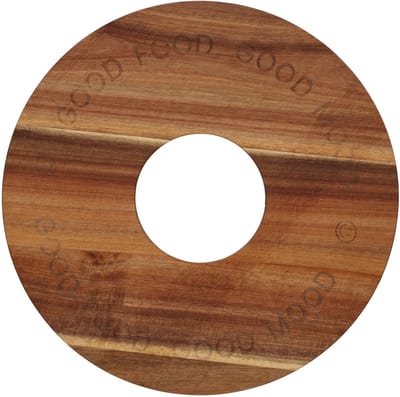 JENS Living Houten Serveer Ring van Acaciahout met ene zijde 'in de mood for food' andere zijde Kerstprint - Het hele jaar door plezier van