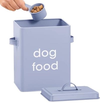 Voedselopslagblik voor honden - 6L - Voedselcontainer inclusief maatlepel - Blauw