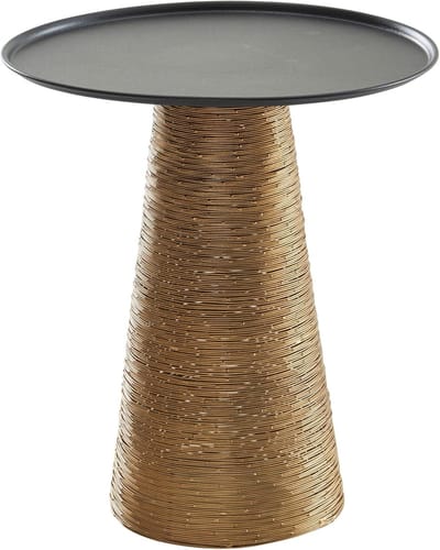 Aluminium bijzettafel - Ronde metalen tafel - Moderne woonkamer - Verhoogde rand - 40x40x45 cm - Goud