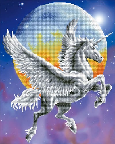 Diamond Dotz® - Diamond painting volwassenen - Dieren - Eenhoorn vliegt in de nacht 51 x 40.50cm - Ronde steentjes - Volledig pakket