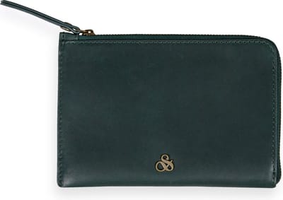 SCOTCH & SODA Leren Kaarthoes Identiteitskaarthoesje Zip Travel Wallet Preppy Green Donkergroen