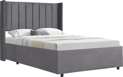 Gestoffeerd bed Savona - 200 x 140 cm - Donkergrijs - Incl. Bedlade