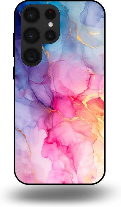 Smartphonica Telefoonhoesje geschikt voor Samsung Galaxy S23 Ultra met marmer opdruk - TPU backcover case marble design - Regenboog geschikt voor Samsung Galaxy S23 Ultra