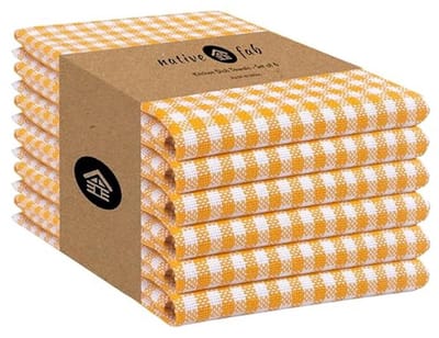 Set van 6 mini-geruite keukenhanddoeken - 100% katoen, absorberend en wasbaar - 40,6 x 66 cm