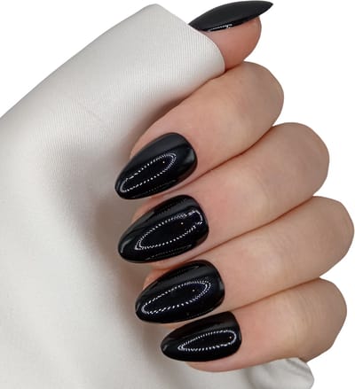 SD Press on Nails - B-152 - Plaknagels met nagellijm - XS Stiletto Kunstnagels - Zwart Glans -Set 20 Kunstnagels handgemaakt van gellak - Nageltips - Nepnagels - Nail Art - Accessoires - Nails at home - Nagellak - Nageltips