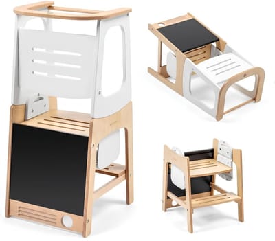 JCP® Leertoren - 3-in-1 Leertoren - Montessori - Leertoren - Bruin/Wit - 46cm x 43cm x 91cm