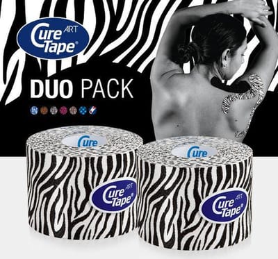 CureTape® Art Zebra - Kinesiotape Voordeelset 2 rollen Zebra 5cm x 5m - Kinesiotape - CureTape Classic met Zebra print - elastische tape voor blessurebehandeling en herstel