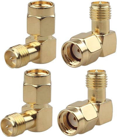Antenne Connector - RF Adapter - Signaal Versterken - Haakse 90 Graden - 4 Stuks - Zilverkleurig