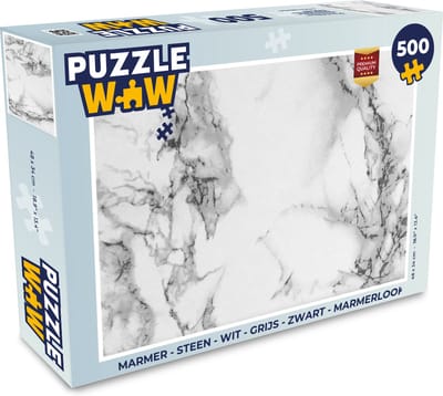 Puzzel Marmer - Steen - Wit - Grijs - Zwart - Marmerlook - Legpuzzel - Puzzel 500 stukjes