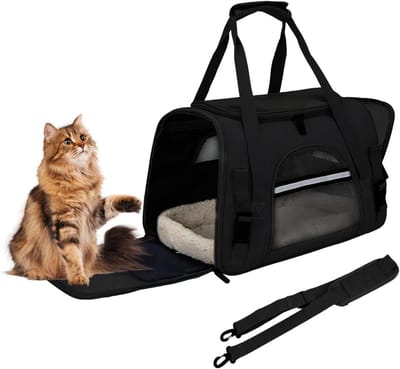 SnelShoppen - Transporttas voor huisdieren met fleece mat - Kattentransporttas voor katten en kleine honden tot 10 kg - Draagtas voor puppy's en kitte