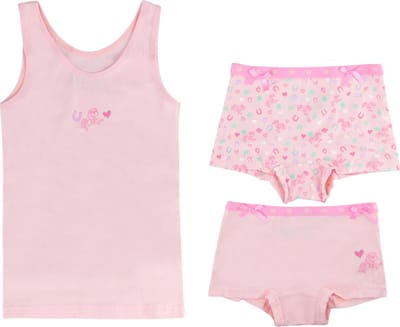 Funderwear meisjes setje - Horse - Katoenen Kinderondergoed - 98 - Roze