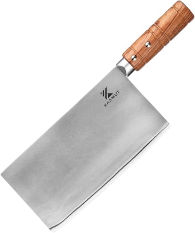KAAMUT® Hakmes 20 cm 3 Lagen 440C Composietstaal – Vlijmscherp – Professioneel Slagersmes – BBQ Mes – Handvat van Padoekhout