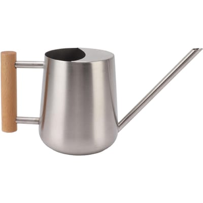 Gieter 900ml Roestvrij Staal Lange Tuit Houten Handvat Elegante Bloemengieter voor Tuin zilver