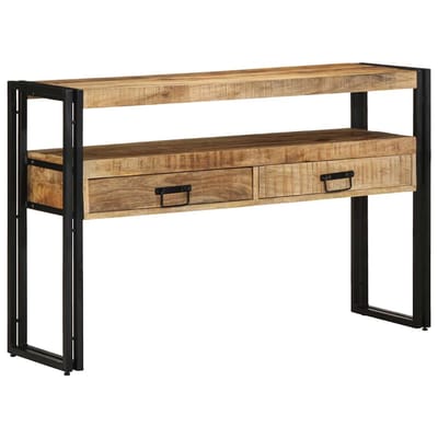 vidaXL - Wandtafel - met - lade - Bruin - 120 - x - 33 - x - 75 - cm - Massief - Mango - Hout
