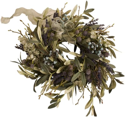 WinQ-Krans kunstbloemen Blauw/ Grijs-krans voor op tafel-Krans voor op deur
