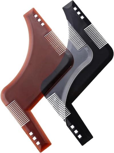 Beard Styling Tool voor Mannen - 2 Stuks Heren Baard Kam en Sjablonen voor Perfecte Baardvorm en Nekkapsels in Bruin en Zwart