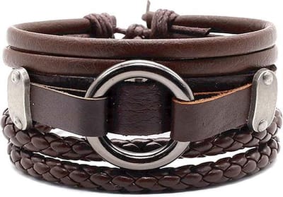 Montebello Armbanden Beata Brown - Leer - 316L Staal - 3-delig